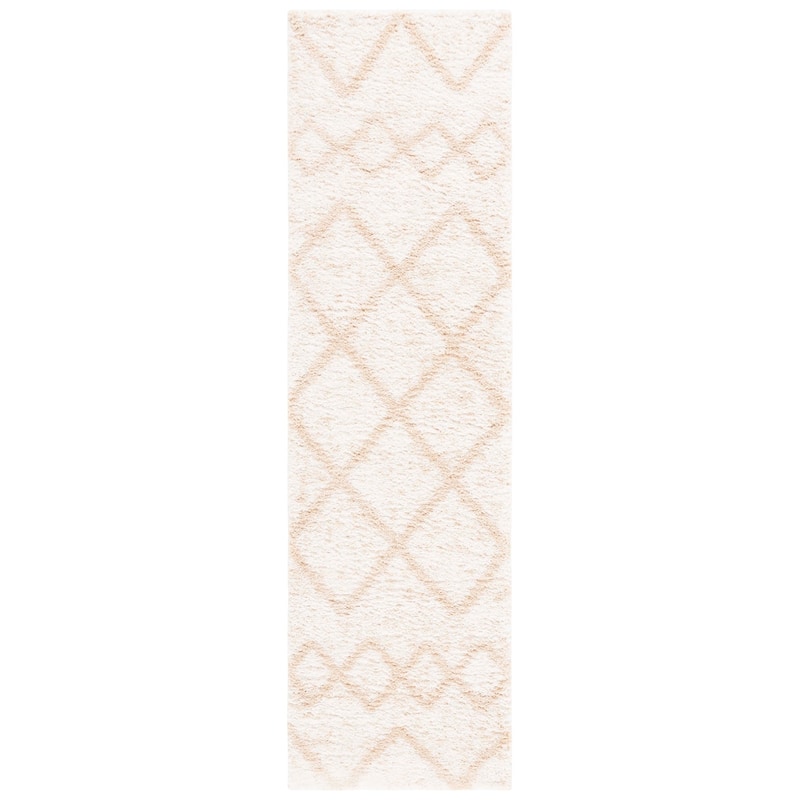 SAFAVIEH Berber Shag Katrien Moroccan Boho 1.25-inch Rug - 2'3" x 8' Runner - Ivory/Beige