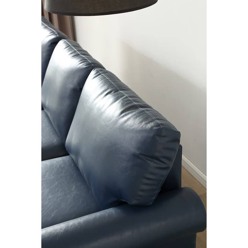 82.68" 3-Seater Sofa PU Leather Sofa with Storage, Solid Wood And Metal Frame, 6-Leg Support, Under-Seat Storage Boxes