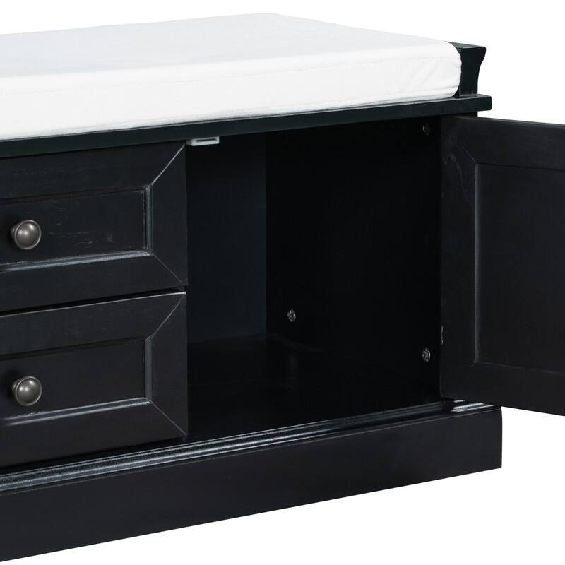 Storage Bench with 2 Drawers and 2 Cabinets