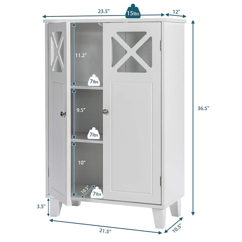 Costway Bathroom Cabinet Wooden Storage Cabinet Free Standing w/
