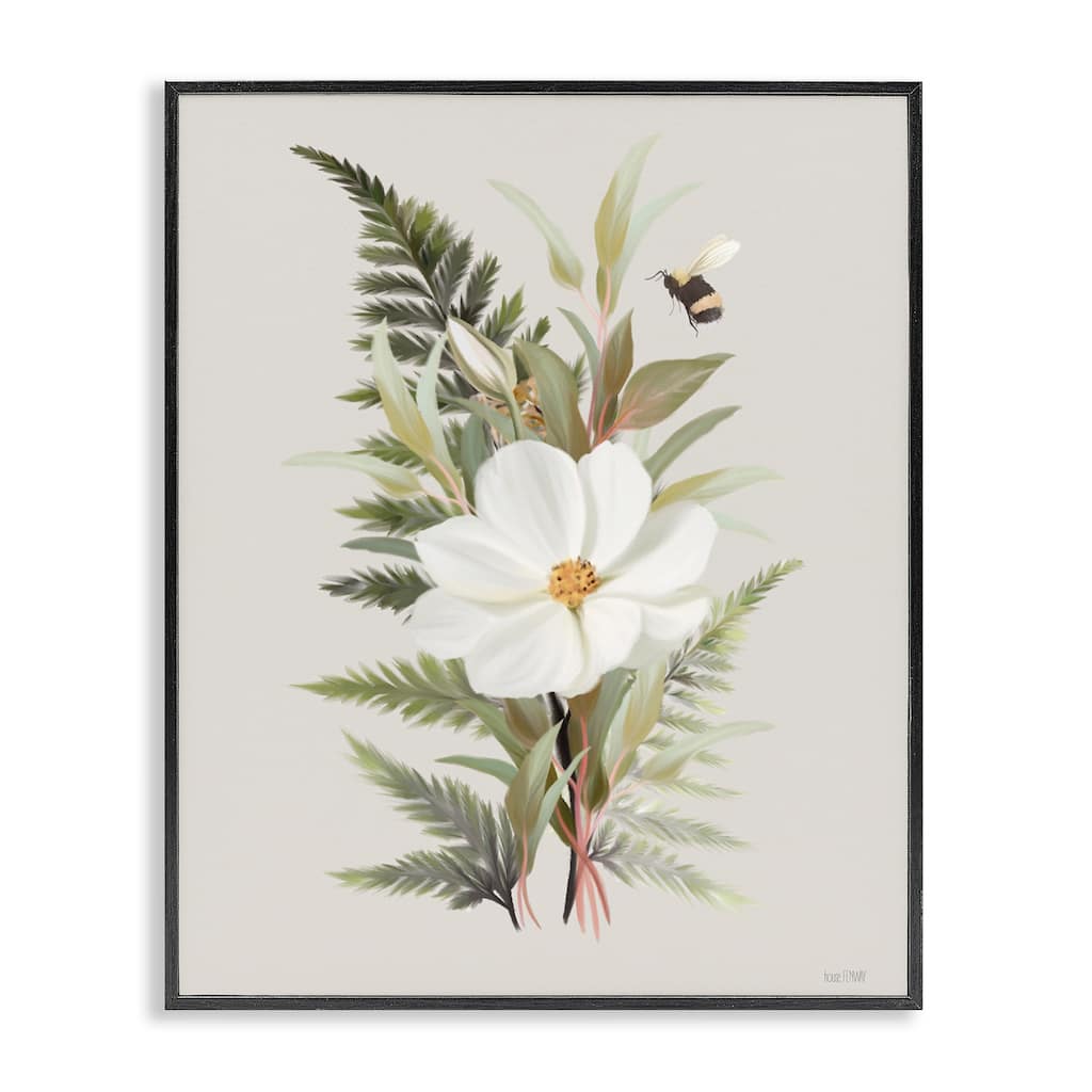 Stupell Bumble Bee & Flower Framed Giclee Art Design By House Fenway
