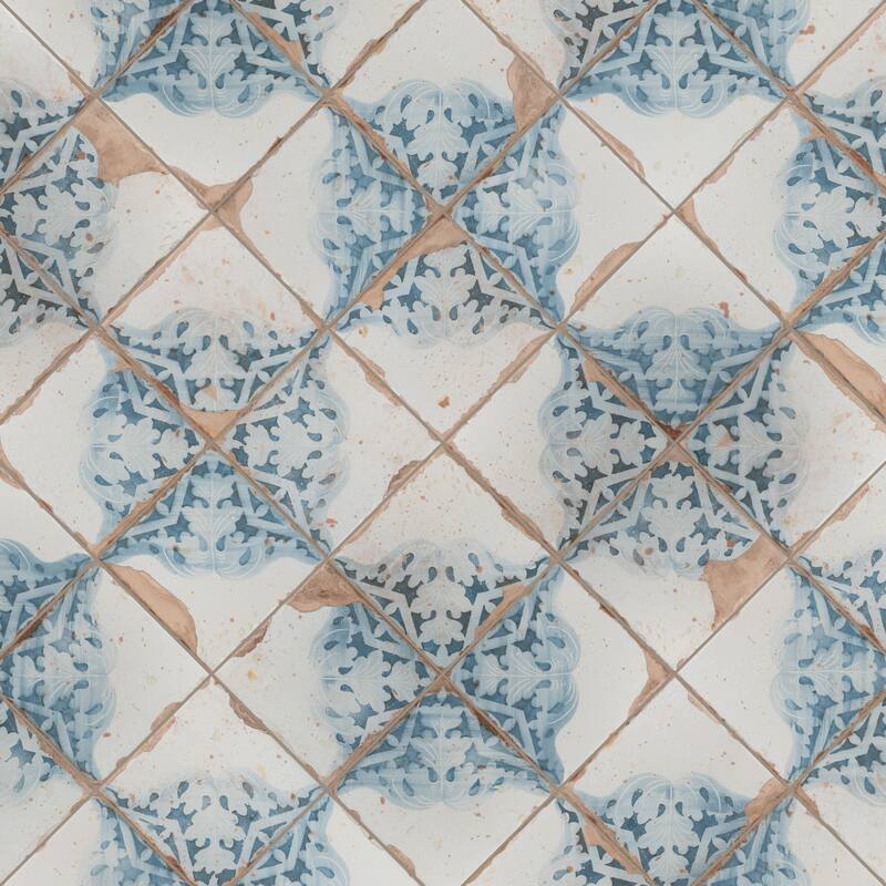 Merola Tile Artisan Azul Decor 13" x 13" Ceramic Floor and Wall Tile