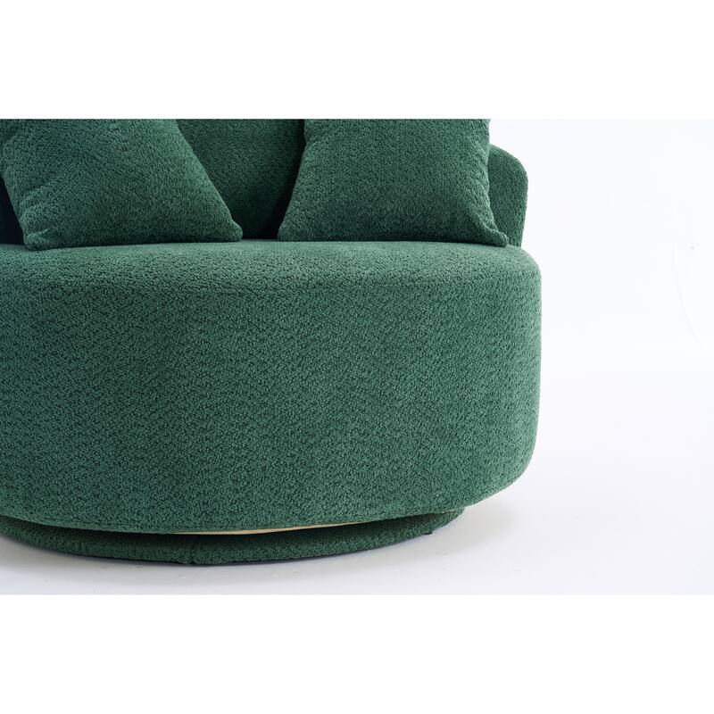 Oversized Swivel Round Barrel Chair, Ergonomic Single Sofa Chair, Upholstered Accent Chair with 3 Removable Pillows