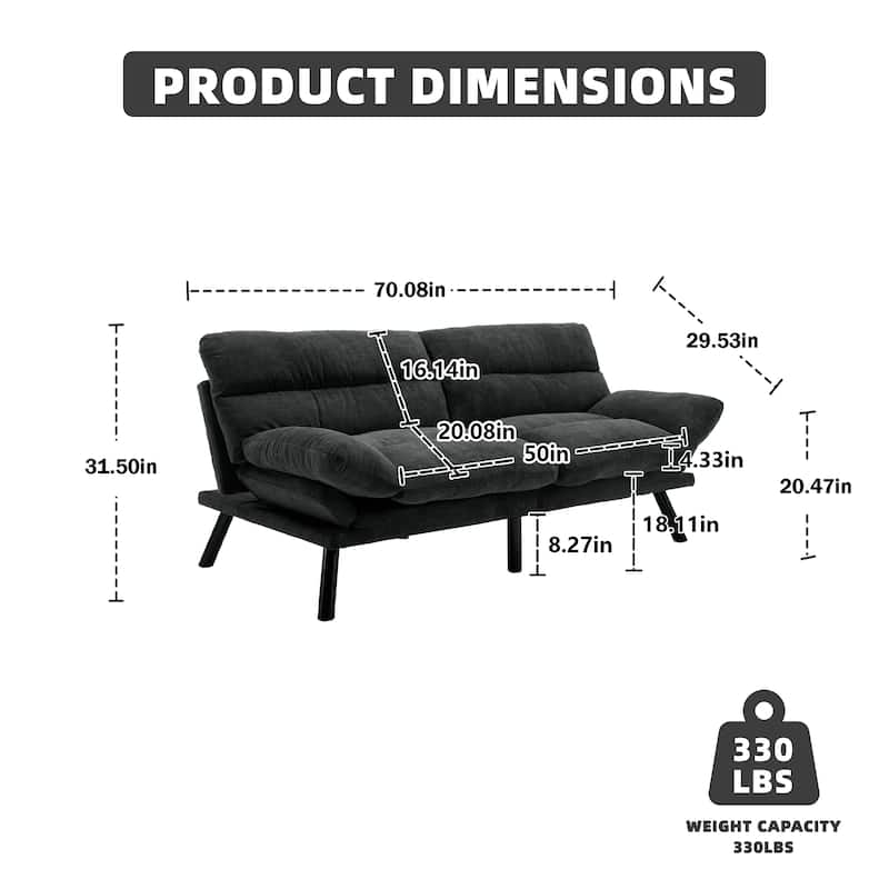 COOLMORE Linen/Microsuede/Teddy Loveseats Convertible Sleeper Sofa with metal feet