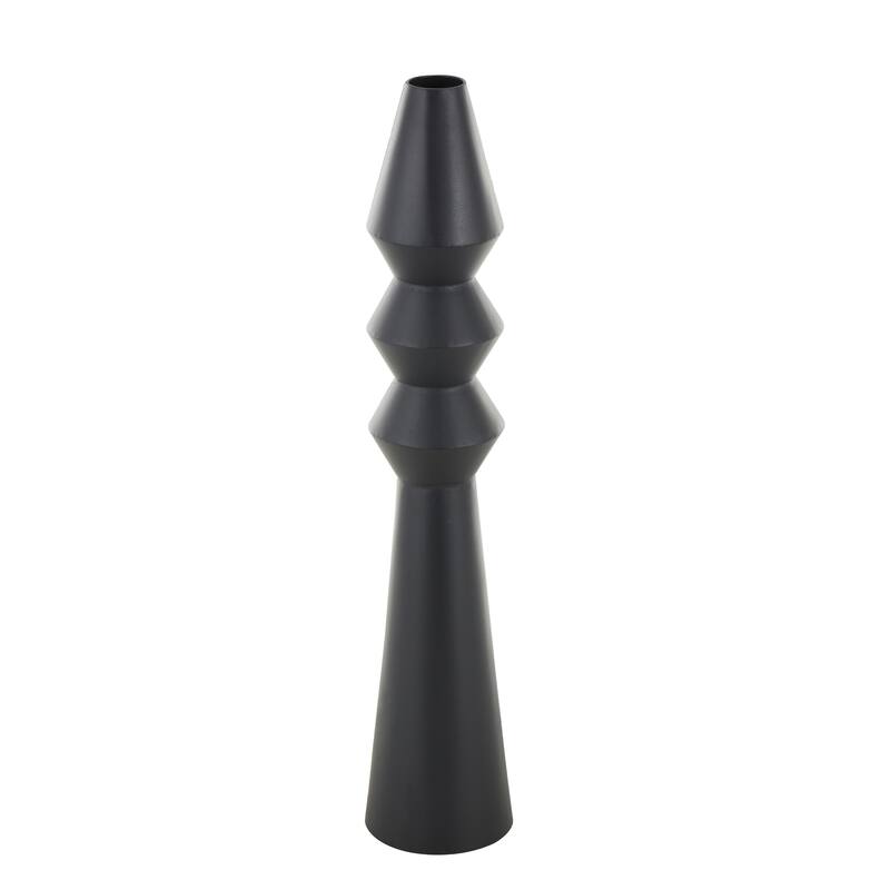 Black Metal Art Deco Fluted Decorative Vase