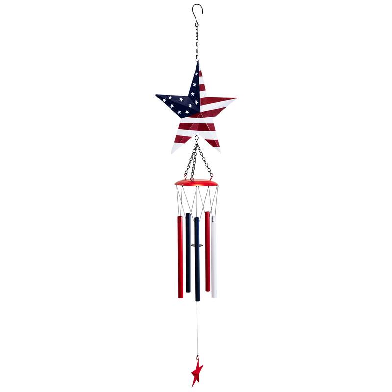 Stars and Stripes Patriotic Outdoor Garden Windchime - 36" - Multi