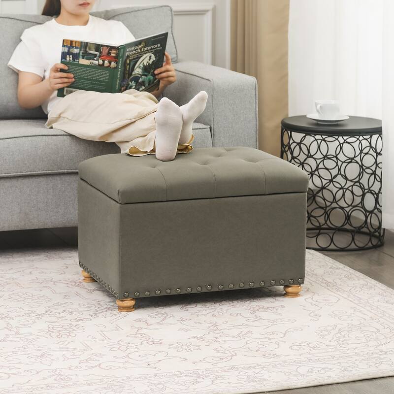 Adeco High End, Classy, Tufted Storage Bench, Ottoman Footstool