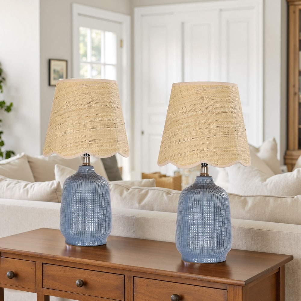 Traditional Ceramic Woven Table Lamp for Living Room