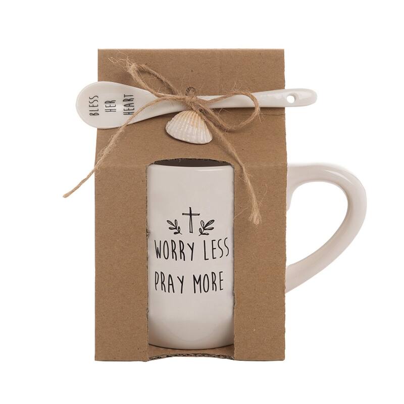 WORRY LESS PRAY MORE MUG with SPOON