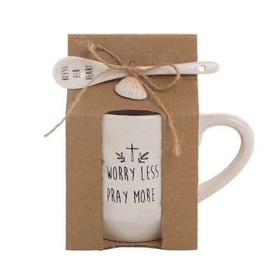 WORRY LESS PRAY MORE MUG with SPOON