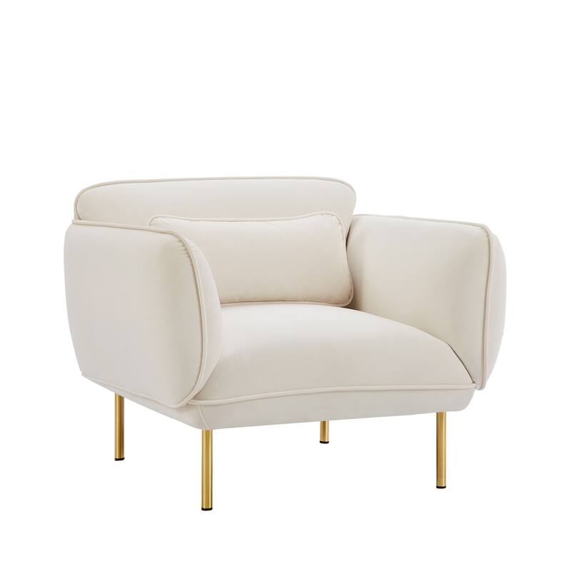Velvet Upholstered Accent Chairs with Metal Legs - Modern Style