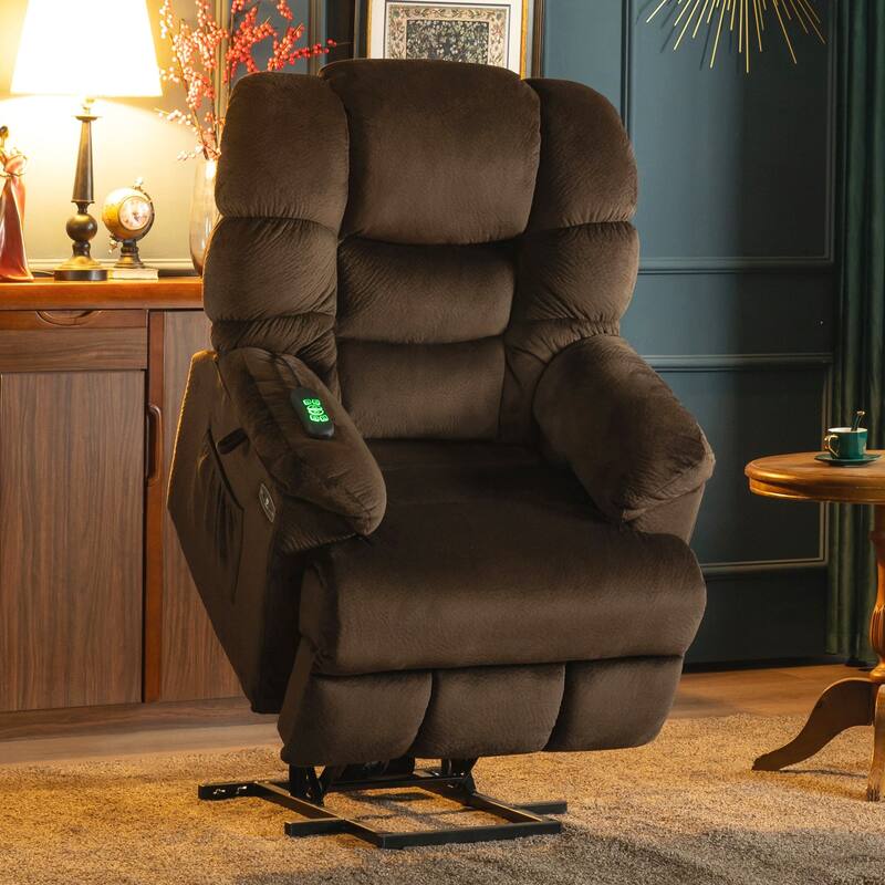 MCombo Infinite Position Dual Motor Lift Chair with Power Headrest for Elderly People, Extended Footrest, Fabric