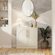 preview thumbnail 4 of 14, Set of 2 Arched Two-Door Cabinets Sideboard Buffet Set with Storage