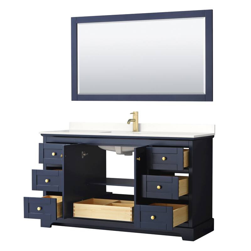 Avery 60-inch Single Vanity, Quartz Top, 58-inch Mirror