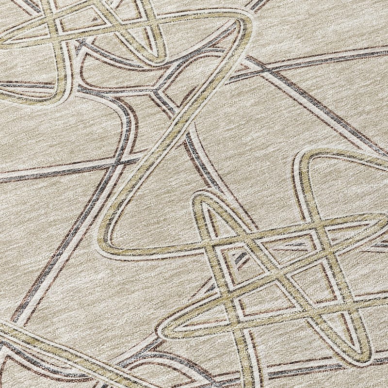 Machine Washable Indoor/ Outdoor Contemporary Links Chantille Rug