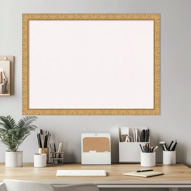 Lila Gold Wood Framed Cork Board - Bulletin Board, Organization Board, Pin Board