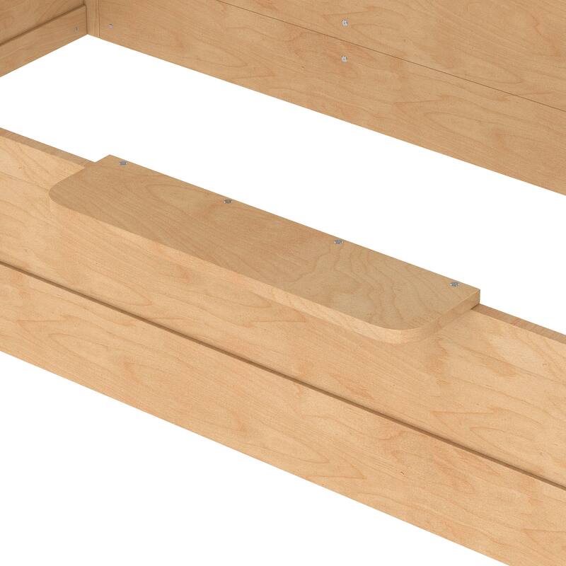 Twin Size Floor Bed with Guardrails and Roof, Kids House Floor Bed with a Small Built-in Tray and Free-installed Signboard