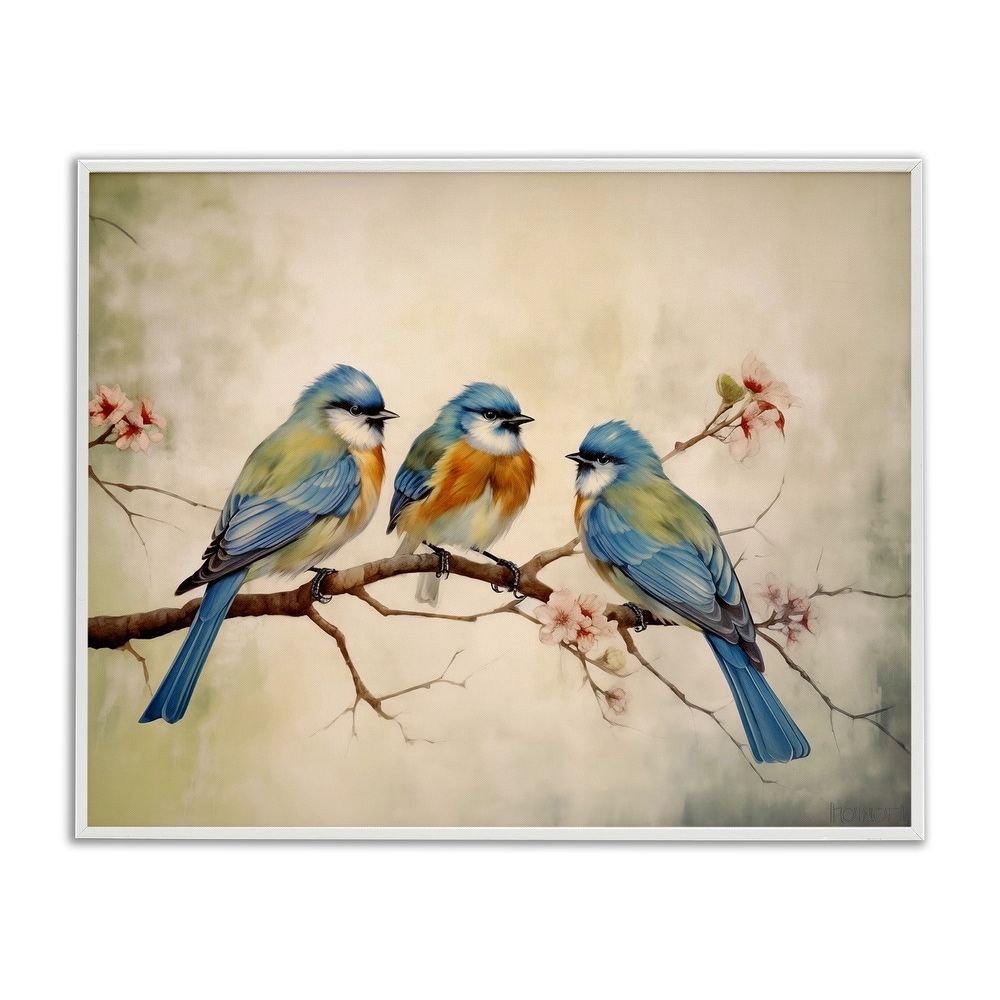 Stupell Bird Trio on Branch Framed Giclee Art Design By Arlington Prints