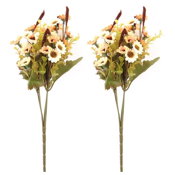 Family Wedding Plastic Daisy Shaped Desktop DIY Decor Artificial Flower 2 Pcs