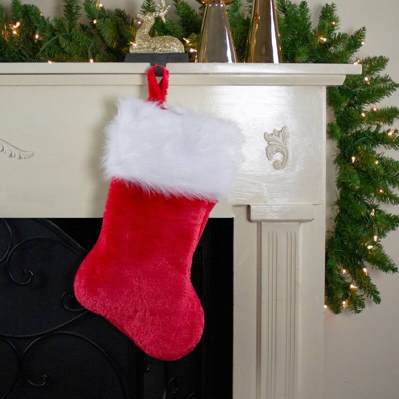 Traditional Plush Hanging Christmas Stocking with Cuff 20" Red White