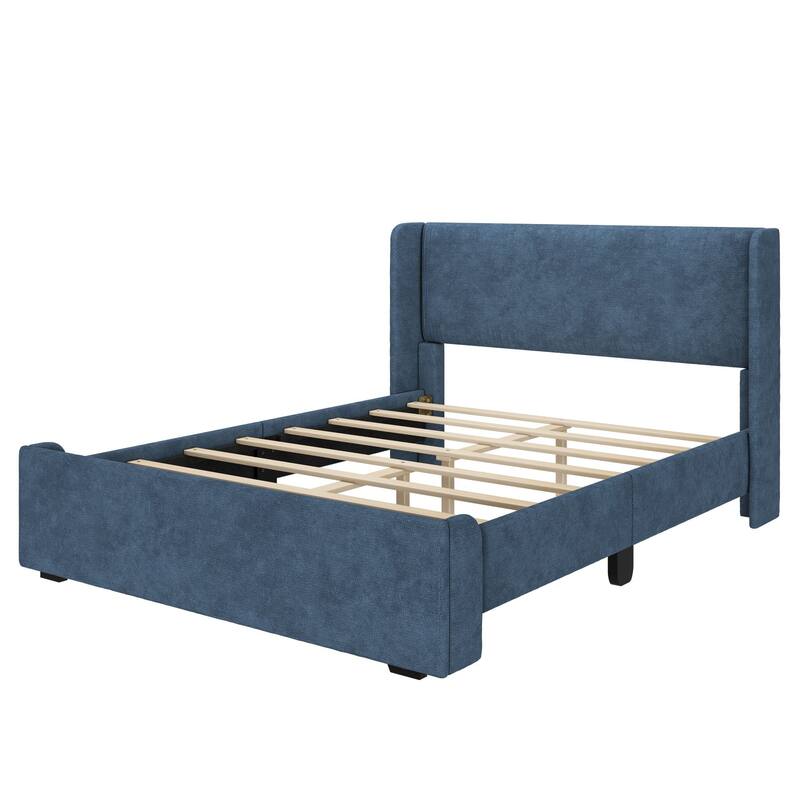 Max and Lily Full-Size Upholstered Bed with Rectangular Headboard