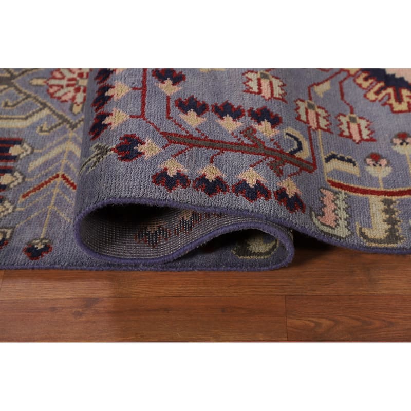 Blue Oushak Oriental Area Rug Handmade Transitional Wool Carpet - 8'8"x 11'10"