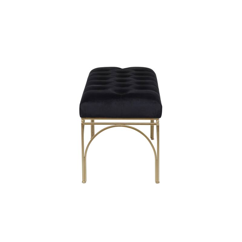 White, Black or Gray Velvet Tufted Home Bench with Gold Metal Legs