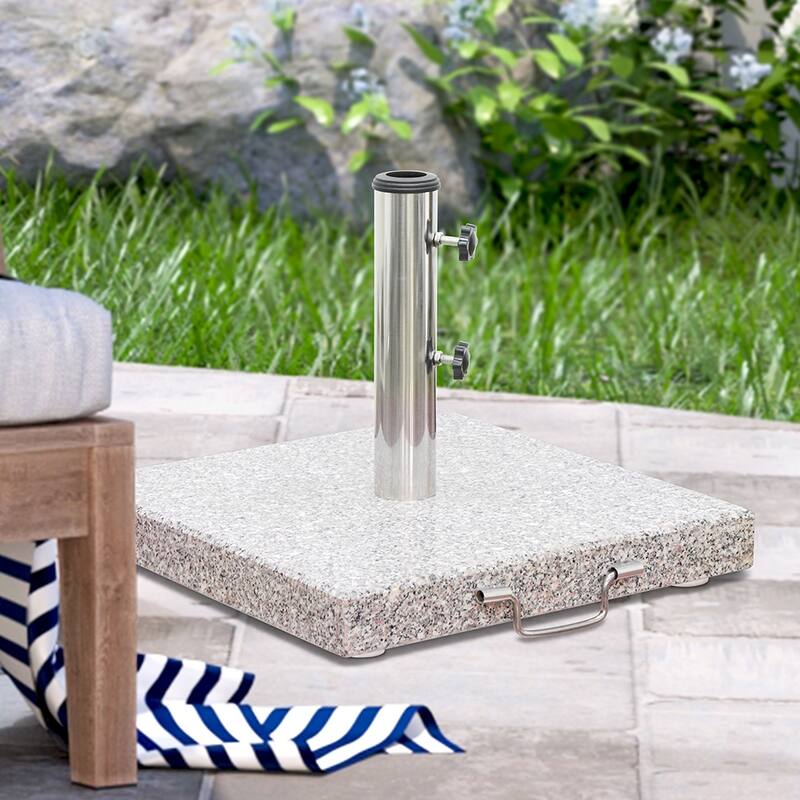 66LBS SQUARE GRANITE UMBRELLA BASE with WHEELS and HANDLE in GRAY - N/A - Grey