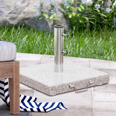 66LBS SQUARE GRANITE UMBRELLA BASE with WHEELS and HANDLE in GRAY - N/A