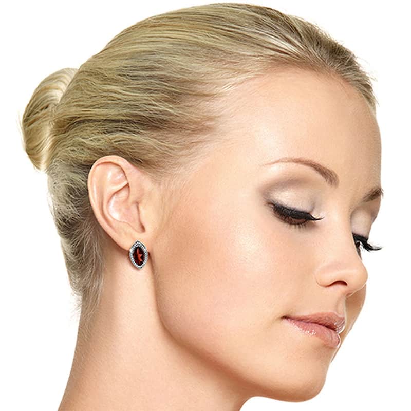4.3 Carat 14K Solid Gold Natural Marquis Garnet Diamond Earrings
