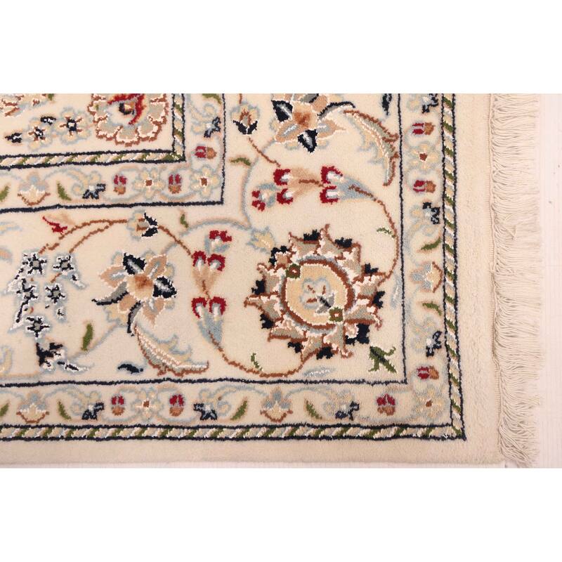 ECARPETGALLERY Hand-knotted Nain Cream Silk, Wool Rug - 5'8 x 5'11