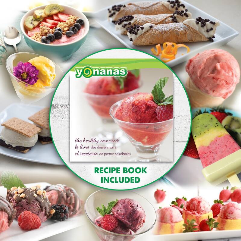 Yonanas Classic Vegan Non-Dairy Frozen Fruit Soft Serve Dessert Maker with 36 Recipe Book