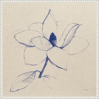 Modern Vintage Floral II Indigo by Avery Tillmon Framed Canvas Wall Art Print 22 x 22 in. - Sylvie Beaded White