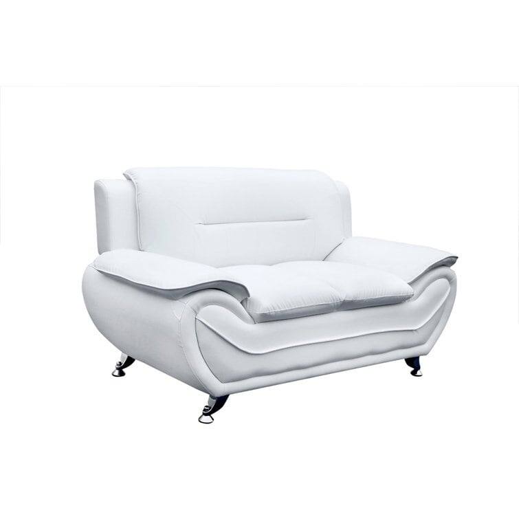Sanuel 61.3" Faux Leather Pillow Top Arm Loveseat - N/A