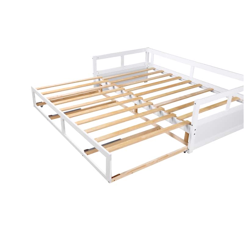 Extendable Daybed Sofa with Trundle Bed and Storage - Pine Wood