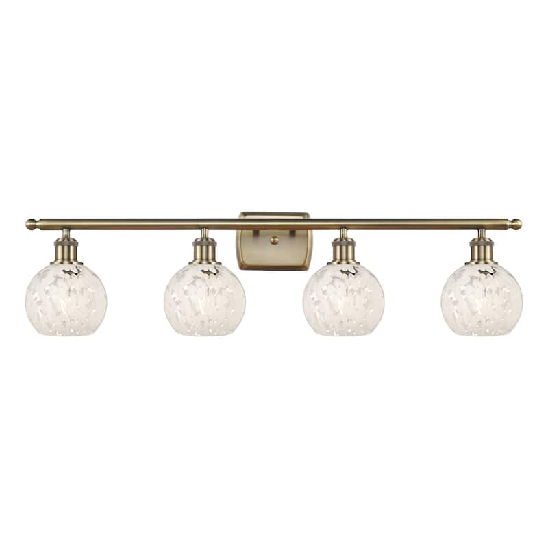 Innovations Lighting 516-4W-9-36-White Mouchette-Bathroom Vanity Light - Antique Brass / White Mouchette
