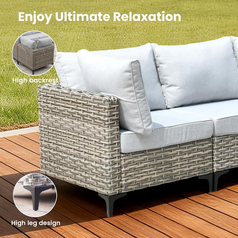 HOOOWOOO 7-piece Rattan Patio Furniture Sectional Set