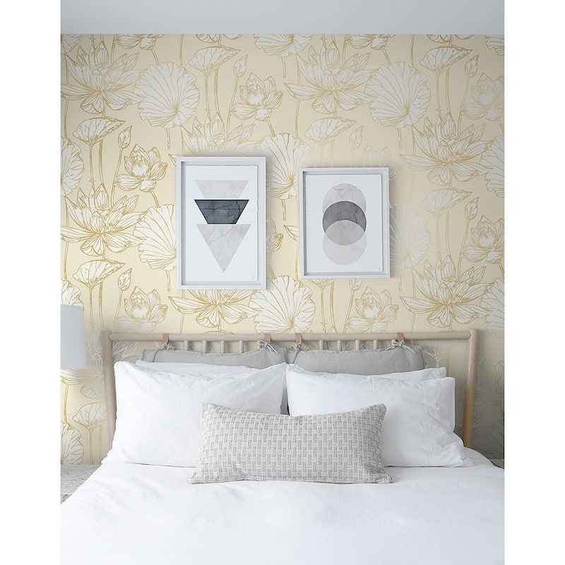 NextWall Lotus Floral Peel and Stick Wallpaper