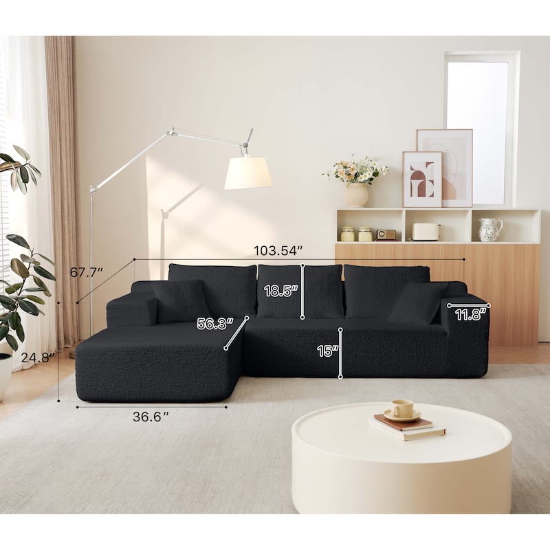 Chenille Cloud Modular Couch L-shaped Sectional Sofa with Chaise