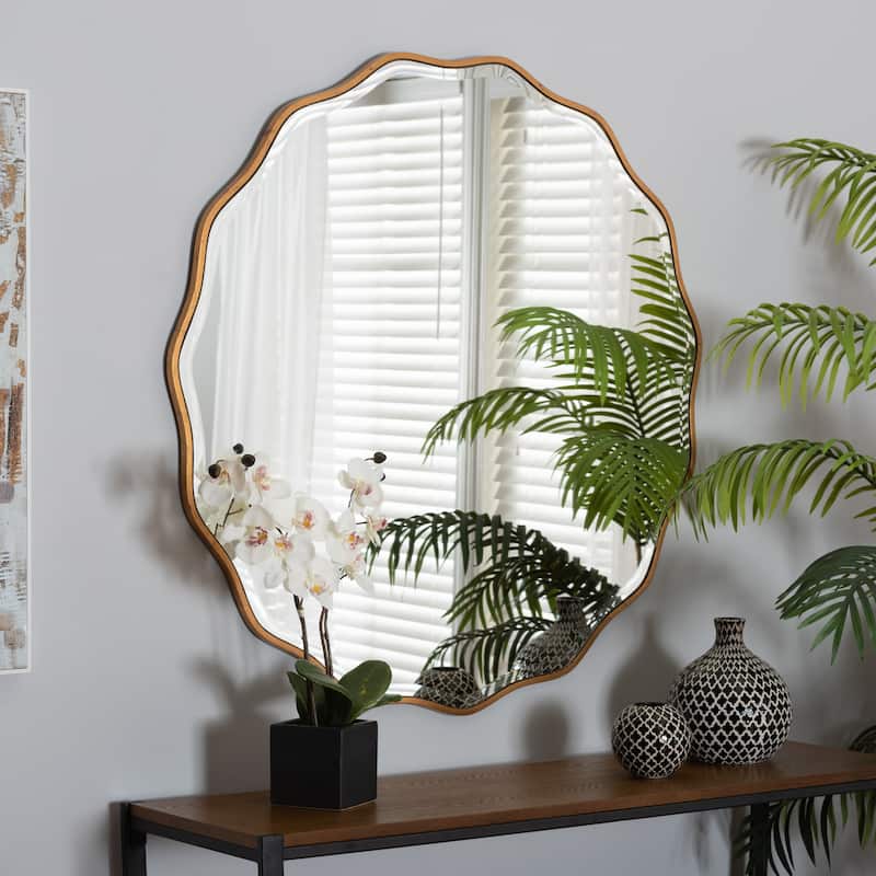 Weston Modern Glam and Luxe /Antique Goldleaf Finished Wood Accent Wall Mirror - Gold