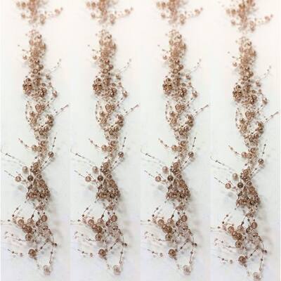 6' Gold Glittered Plastic Bead Garland - Set of 4 - 6'L x 2.5"W x 2.5"H