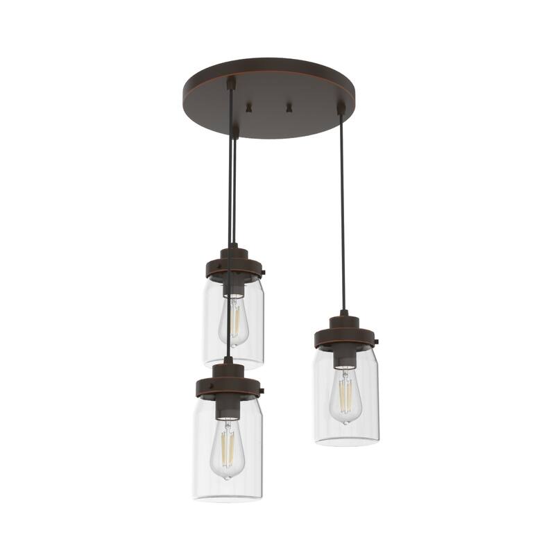 Hunter Devon Park 3-Light Round Cluster Pendant - Kitchen Island, Dining Room, Entry - Farmhouse, Rustic