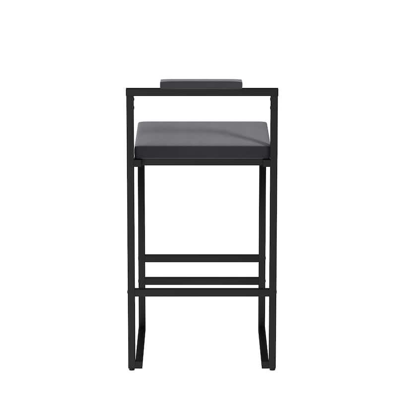 Modern Velvet Upholstered Bar Stools with Black Frame Set of 2