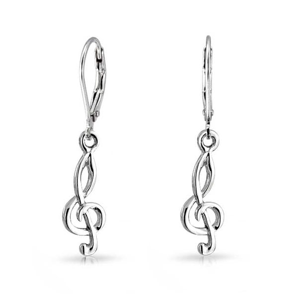 Bling Jewelry Treble G Clef Musical Note Sterling Silver Dangle Bling Jewelry Treble G Clef Musical Note Sterling Silver Dangle Earrings