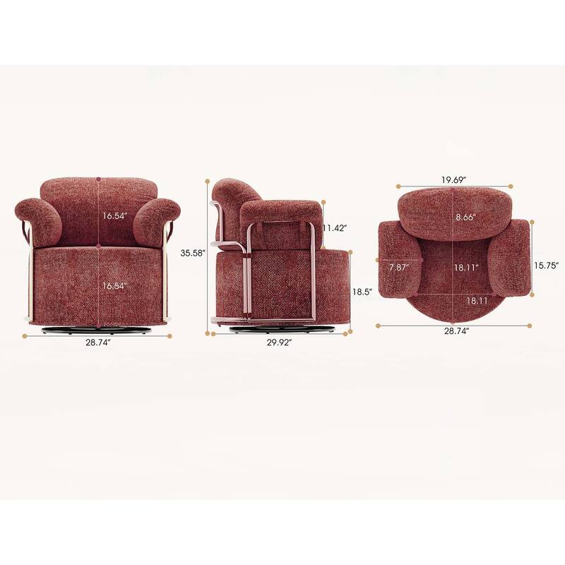 360 Degree Swivel Reading Chair with Gold Metal Legs,for Living Room,Bedroom,Office
