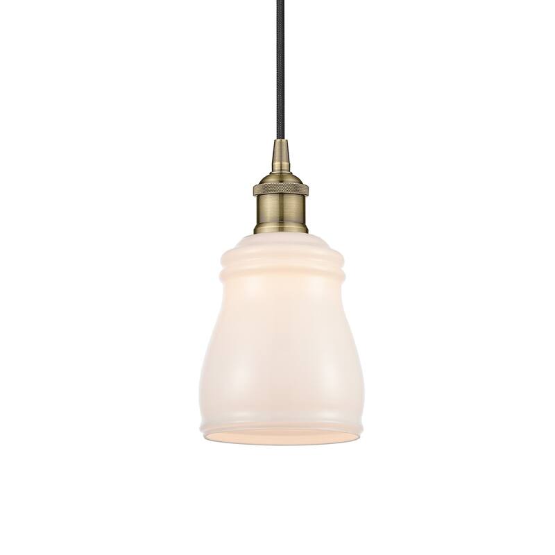 Innovations Lighting 616-1P-10-5 Ellery Pendant Ellery 5" Wide Mini - Antique Brass / White