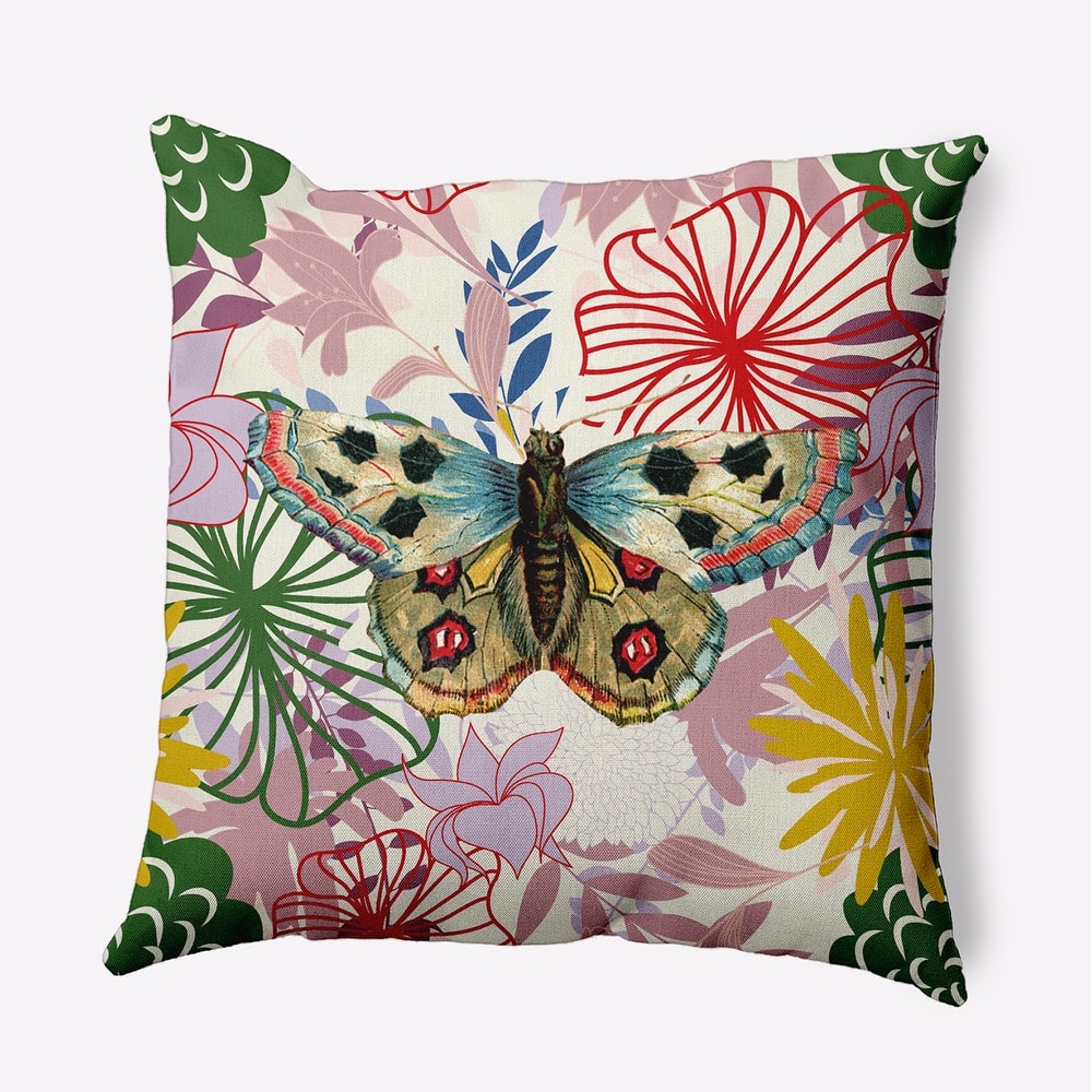 Butterfly In Floral Jumble Decorative Throw Pillow