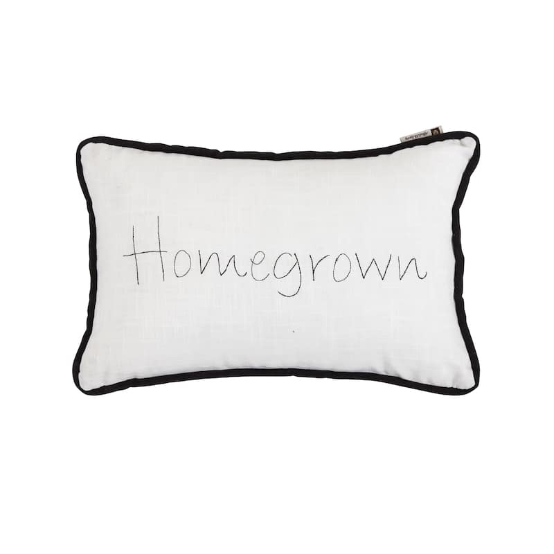 HiEnd Accents "Homegrown" Embroidery Lumbar Pillow, 12"x19"