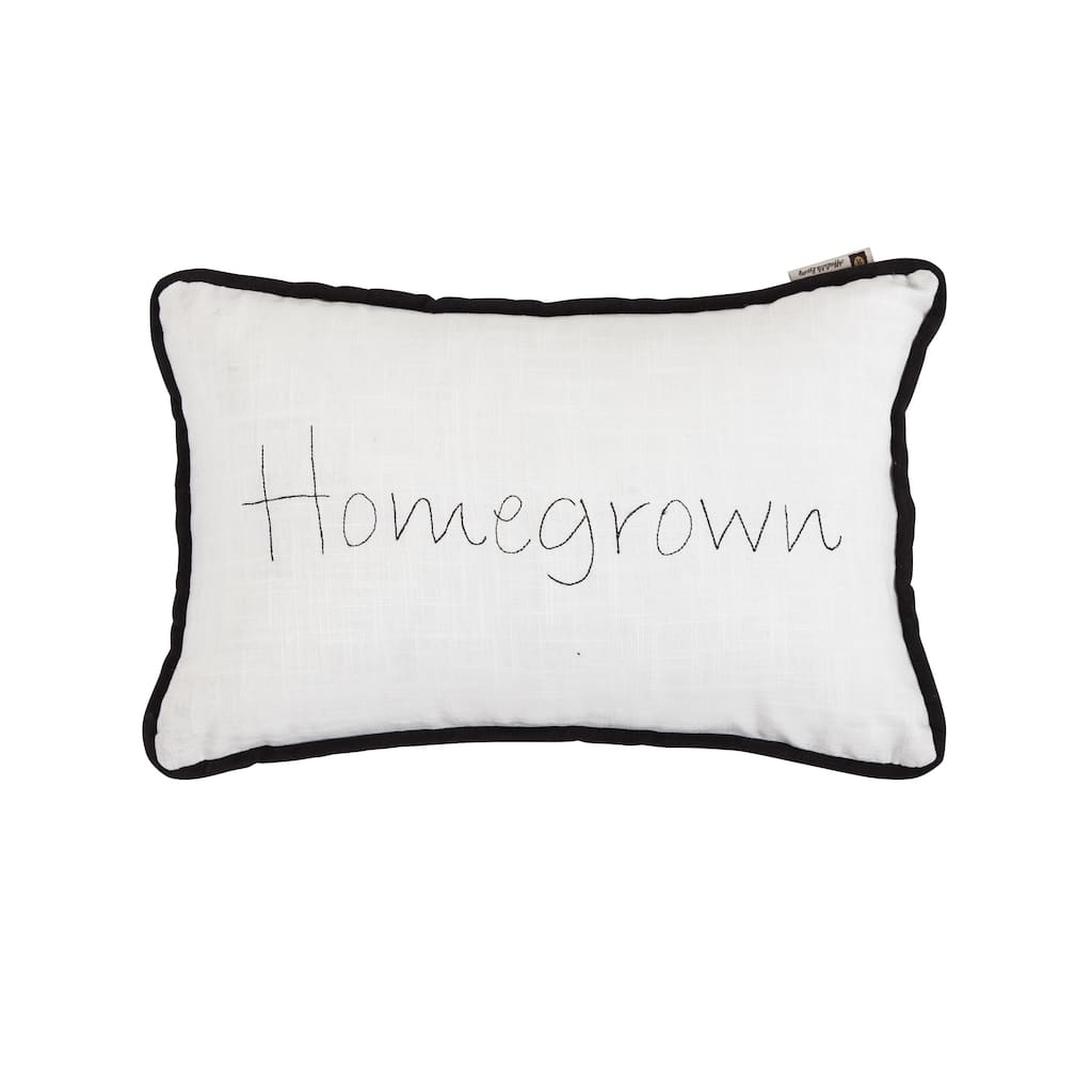 HiEnd Accents "Homegrown" Embroidery Lumbar Pillow, 12"x19"