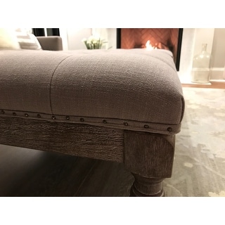 Shop Cairona Fabric 30-inch Tufted Shelved Ottoman Coffee ...